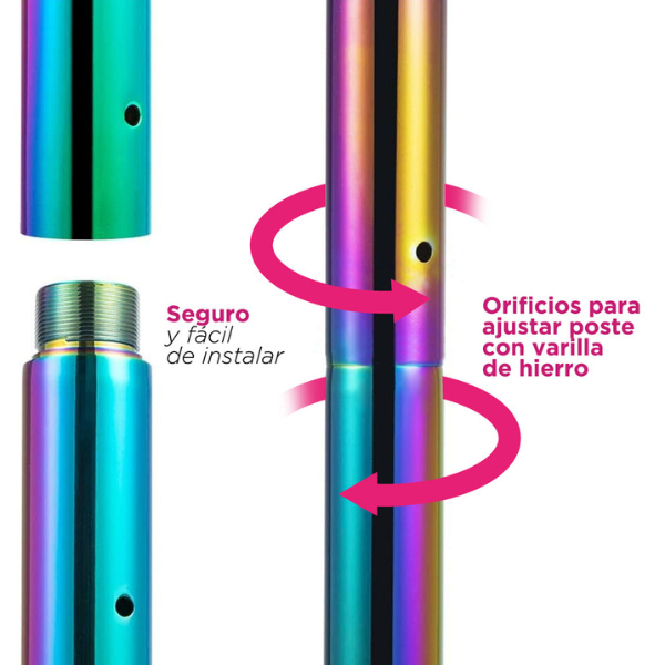 Tubo portátil para pole dance – Tornasol de 45mm