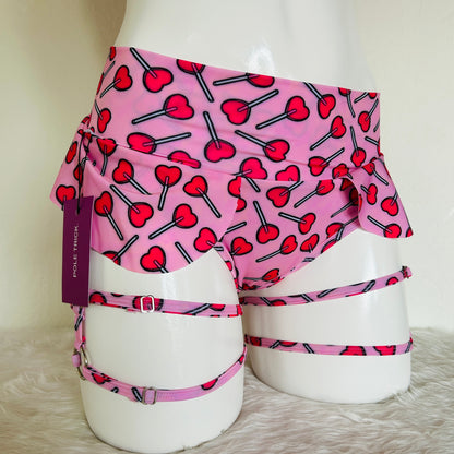 Cachetero Venus – Doble arnés con falda Paletas Corazón