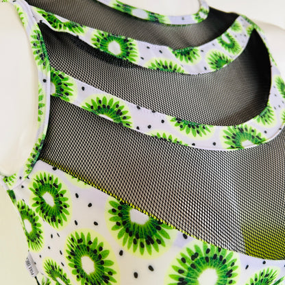 Top Mónica – Kiwis con malla negra