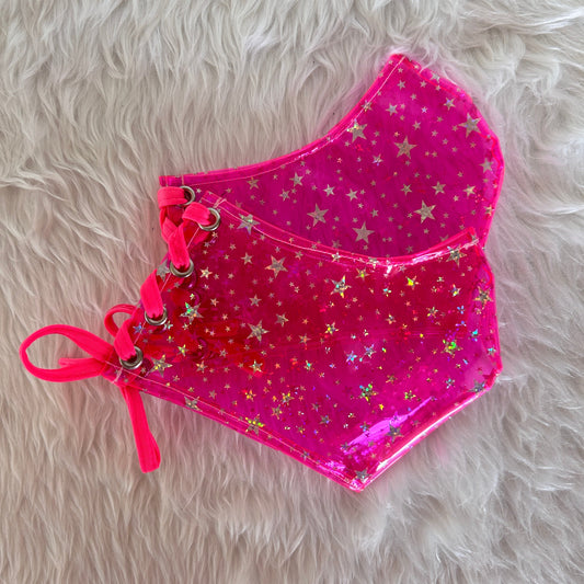 Protector para Pleaser Rosa Neón con Estrellas Plata