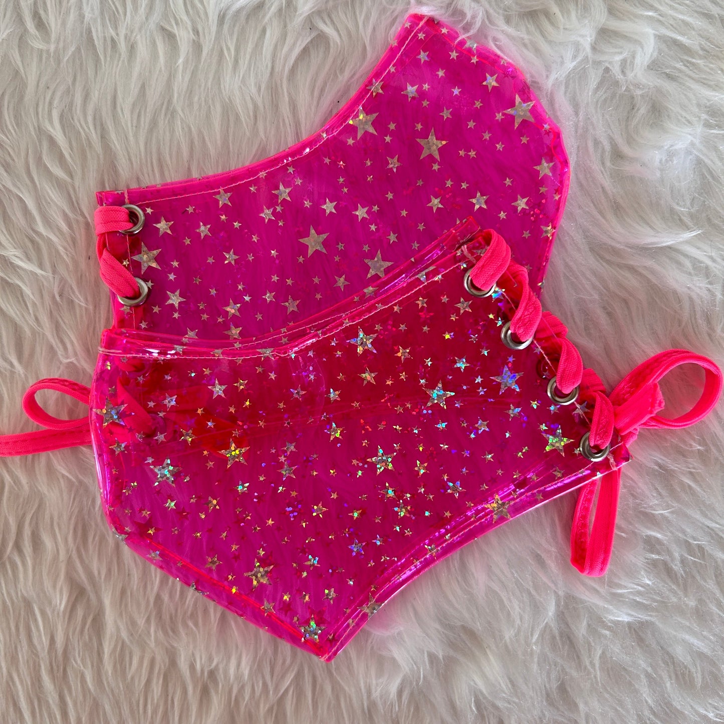 Protector para Pleaser Rosa Neón con Estrellas Plata