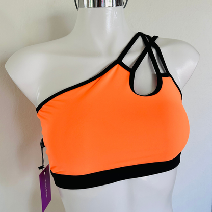 Top Asimétrico Naranja Neón